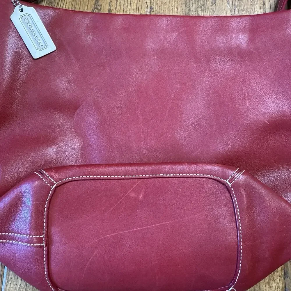 Vintage Authentic Coach 9058 Legacy Hobo Leather Shoulder Bag Red Purse - Picture 5 of 6